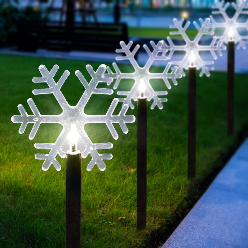 Lumières de chemin de Noël en forme de flocon de neige