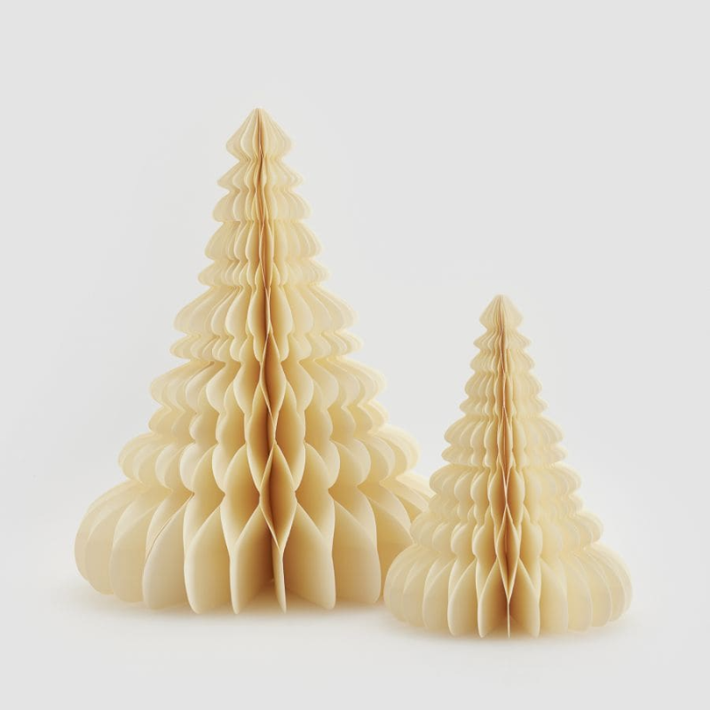 Sapin de Noël en papier Papier blanc et doré