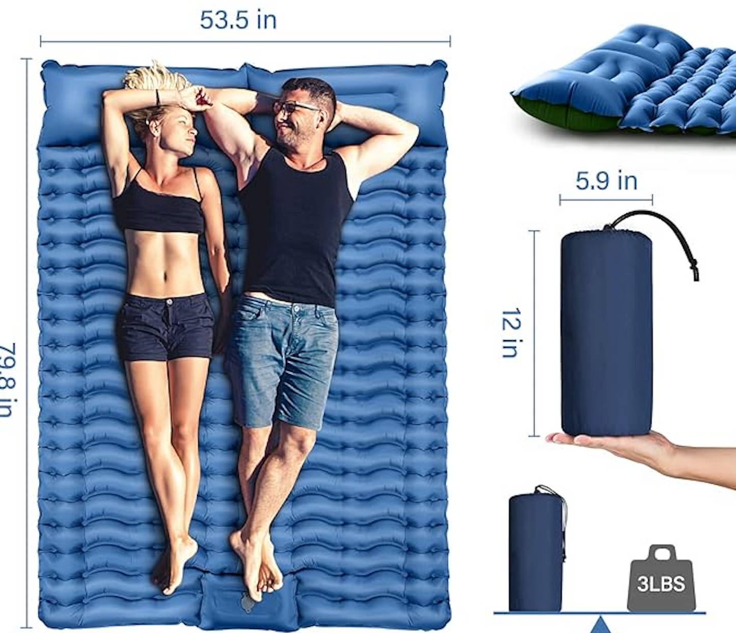 Matelas de camping double autogonflant